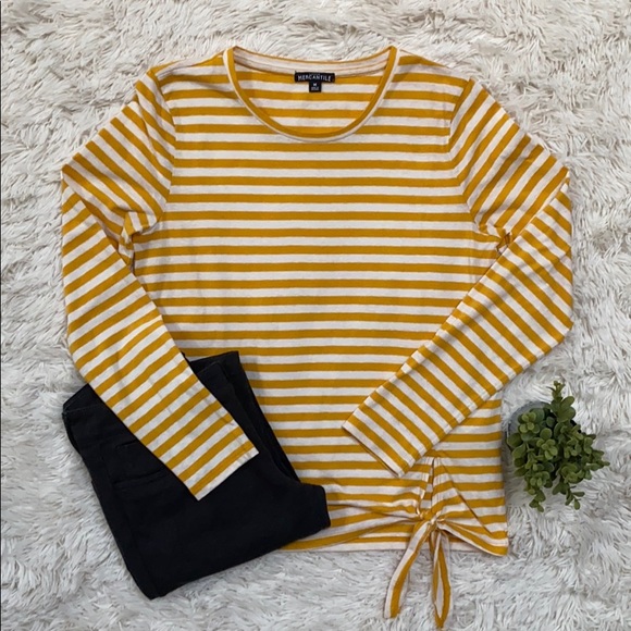 J. Crew Factory Tops - J Crew Mercantile Side Tie Top 💗 Yellow & Cream